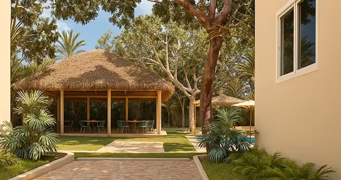 Zona lounge con palapa