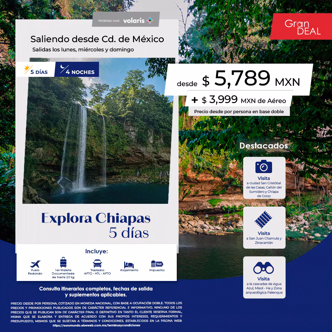 Explora Chiapas · 5 días desde Ciudad de México, operado por Euromundo